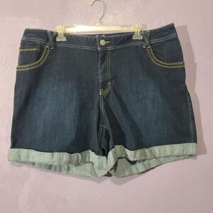 Lane Bryant Denim Jean Shorts Plus Size 22 Dark Wash Rolled Cuff Women's Plus
